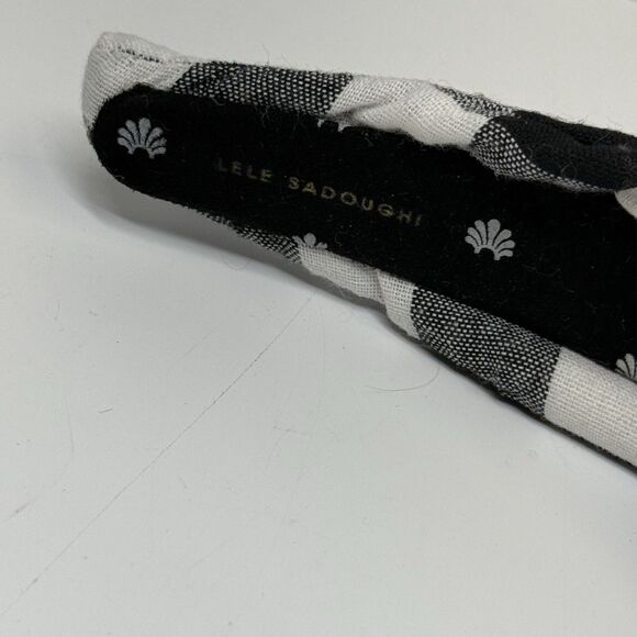Lele Sadoughi Buffalo Check Knotted Headband In Black & White New - Picture 4 of 6